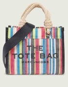 MARC JACOBS Cufăr The Stripe Mesh Small Tote Bag cu adaos de piele