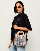 MARC JACOBS Cufăr The Stripe Mesh Small Tote Bag cu adaos de piele