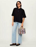 MARC JACOBS Cufăr The Stripe Mesh Small Tote Bag cu adaos de piele
