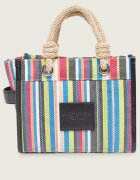 MARC JACOBS Cufăr The Stripe Mesh Small Tote Bag cu adaos de piele