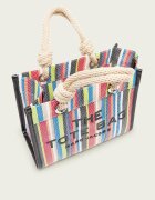 MARC JACOBS Cufăr The Stripe Mesh Small Tote Bag cu adaos de piele