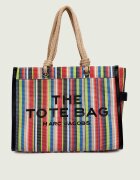 MARC JACOBS Geantă de plajă The Stripe Mesh Large Tote Bag cu adaos de piele