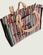 MARC JACOBS Geantă de plajă The Stripe Mesh Large Tote Bag cu adaos de piele