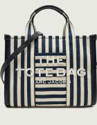 MARC JACOBS Geantă shopper The Stripe Canvas Medium Tote Bag cu adaos de piele
