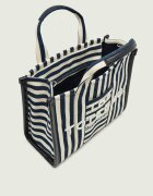 MARC JACOBS Geantă shopper The Stripe Canvas Medium Tote Bag cu adaos de piele