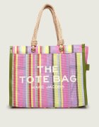 MARC JACOBS Geantă shopper The Stripe Mesh Large Tote Bag cu adaos de piele