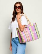 MARC JACOBS Geantă shopper The Stripe Mesh Large Tote Bag cu adaos de piele