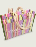 MARC JACOBS Geantă shopper The Stripe Mesh Large Tote Bag cu adaos de piele