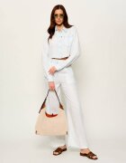 MARC JACOBS Hobo The Leather-Trim Canvas Belted Sack Bag cu adaos de piele