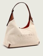 MARC JACOBS Hobo The Leather-Trim Canvas Belted Sack Bag cu adaos de piele