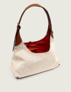 MARC JACOBS Hobo The Leather-Trim Canvas Belted Sack Bag cu adaos de piele