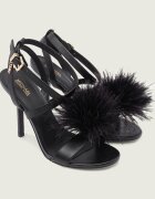 Michael Kors De piele sandale cu toc subțire Whitby Feather Trim