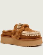 Mou Mules (încălțăminte) Platform clog - letter logo | shearling cu adaos de lână