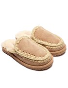 Mou Papuci de casă Full Eskimo Stitch cu adaos de lână | piele întoarsă