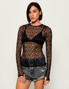 One Teaspoon De dantelă bluză Black magic star | Slim Fit