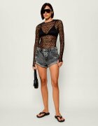 One Teaspoon De dantelă bluză Black magic star | Slim Fit