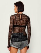 One Teaspoon De dantelă bluză Black magic star | Slim Fit