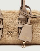 Pinko Cufăr Bowling Bag Horizontal Imitati | shearling cu adaos de piele