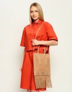 Pinko Geantă pe umăr MINI SHOPPER FRINGES | piele întoarsă