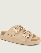Scholl Șlapi Flora 2 Straps Chunky | piele întoarsă