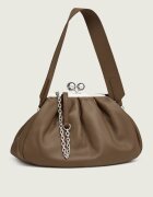 Weekend MaxMara De piele geantă pe umăr Cubico Pasticcino