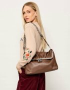 Weekend MaxMara De piele geantă pe umăr Wkaslalom Pasticcino