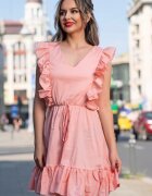 Atmosphere Rochie de vara din poplin somon cu volanase