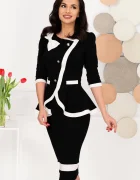 Chanttal Compleu dama negru cu contur alb si peplum in talie