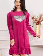 Chanttal Rochie dama Alma mov din catifea cu inima din paiete