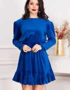Chanttal Rochie dama Cherry din catifea albastru royal cu volanas