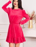 Chanttal Rochie dama Cherry din catifea fucsia cu volanas