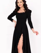 Chanttal Rochie de ocazie midi neagra Jade in clos cu insertii de dantela