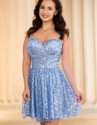 Chanttal Rochie de ocazie mini bleu in clos decorata cu paiete
