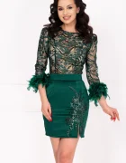 Chanttal Rochie de ocazie mini verde Millie cu bust brodat si fulgi