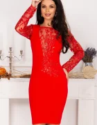 Chanttal Rochie de ocazie Odette rosie cu aplicatii brodate
