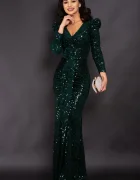 Chanttal Rochie de seara eleganta Clarisse tip sirena din paiete verzi