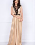 Chanttal Rochie de seara Ginette gold peliculizata cu broderie aplicata