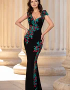 Chanttal Rochie de seara tip sirena Fabrizia cu flori rosii brodate