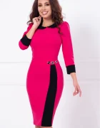 Chanttal Rochie de zi conica ciclame Lily cu guler si mansete negre