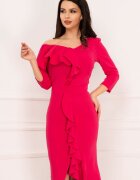 Chanttal Rochie de zi eleganta Clarisa fucsia cu volanas