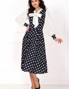 Chanttal Rochie de zi midi bleumarin cu buline Avelina in clos
