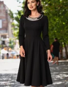 Chanttal Rochie de zi midi in clos neagra Cesima cu colier din margele