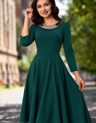 Chanttal Rochie de zi midi in clos verde Cesima cu colier din margele