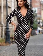 Chanttal Rochie de zi midi Loretta neagra cu buline albe