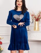 Chanttal Rochie din catifea Alma albastru royal cu inima din paiete