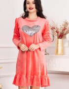 Chanttal Rochie din catifea Alma roz cu inima din paiete