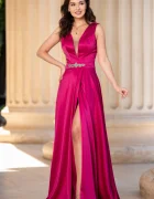 Chanttal Rochie din tafta Ophelia fucsia lunga