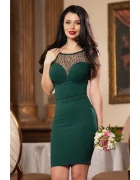 Chanttal Rochie eleganta Katrina verde cambrata cu paiete