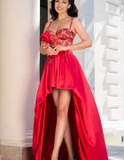 Chanttal Rochie eleganta rosie Myrela asimetrica din tafta