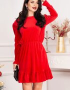 Chanttal Rochie in clos Cherry din catifea rosie cu volanas